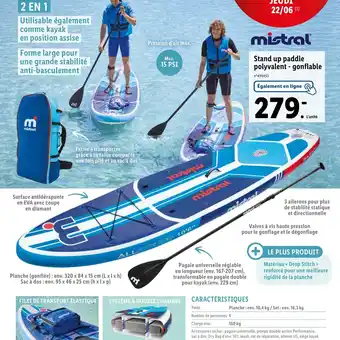 Lidl Stand up paddle polyvalent - gonflable offre
