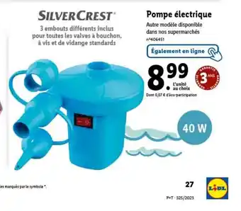 Lidl SILVERCREST Pompe électrique offre