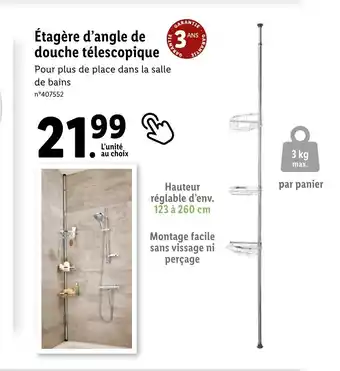 Lidl Étagère d'angle de douche télescopique offre