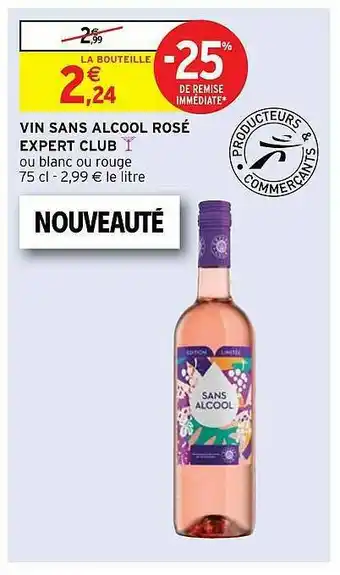 Intermarché Hyper Vin Sans Alcool Rosé Expert Club offre