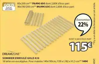 JYSK Dreamzone Sommier Enroule Gold A10 offre