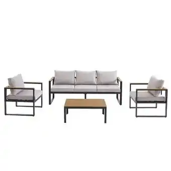 Bricomarché Salon de jardin elona 5 places en aluminium coloris gris clair avec housse offre