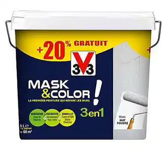 Castorama Peinture de rénovation multi-supports v33 mask & color blanc mat 5l + 20% gratuit offre