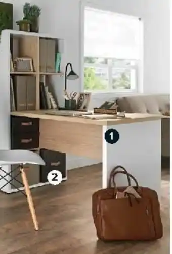 Castorama Bureau + étagère 8 cases offre