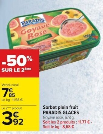 Carrefour Sorbet plein fruit PARADIS GLACES offre