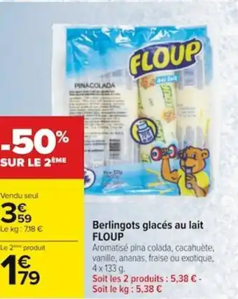 Carrefour Berlingots glacés au lait FLOUP offre