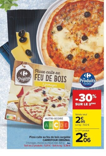 Carrefour Pizza cuite au feu de bois surgelée CARREFOUR ORIGINAL offre