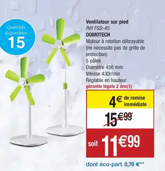 Ventilateur sur pied Réf FSD-45 DOMOTECH