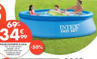 La Foir'Fouille PISCINE AUTOPORTÉE Ø 3,05 M PVC -Ø 3,05 x 0,76 m Capacité: 3,9 m³ offre