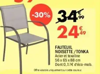 La Foir'Fouille FAUTEUIL NOISETTE/TONKA Acier et texaline 56 x 65 x 88 cm Dont 0,17€ d'éco-mob. offre