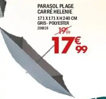 La Foir'Fouille PARASOL PLAGE CARRÉ HELENIE 171X171XH240 CM GRIS-POLYESTER offre