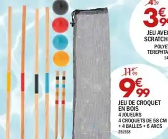 La Foir'Fouille JEU DE CROQUET EN BOIS 4 JOUEURS offre