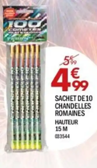 La Foir'Fouille SACHET DE 10 CHANDELLES ROMAINES HAUTEUR 15 M 033544 offre