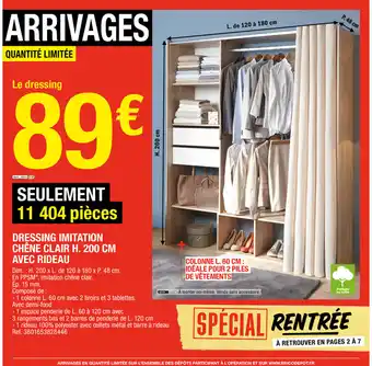 Brico Dépôt Dressing imitation chene clair H. 200 cm avec rideau offre