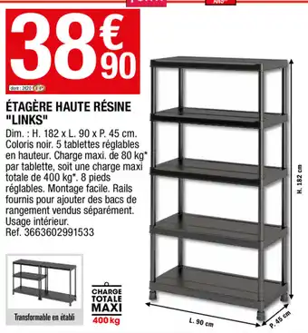 Brico Dépôt Étagère haute résine "links" offre
