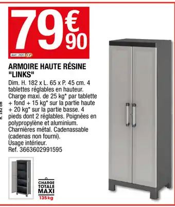 Brico Dépôt Armoire haute résine "links" offre