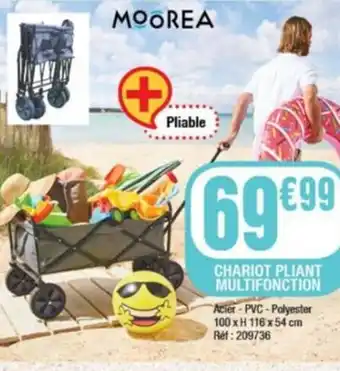 La Foir'Fouille CHARIOT PLIANT MULTIFONCTION Acier-PVC-Polyester 100 x H 116 x 54 cm Ref: 209736 offre