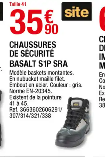 Brico Dépôt Chaussures de sécurité basalt S1P SRA offre