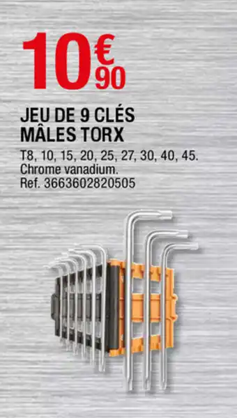 Brico Dépôt Jeu de 9 clés mâles torx offre