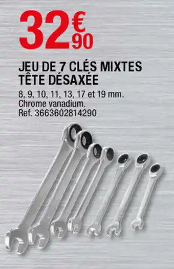 Brico Dépôt Jeu de 7 clés mixtes tête désaxée offre