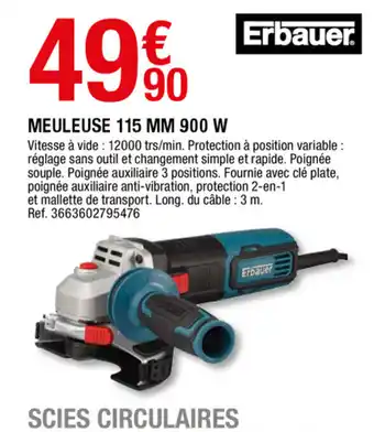 Brico Dépôt Meuleuse 115 MM 900 W offre