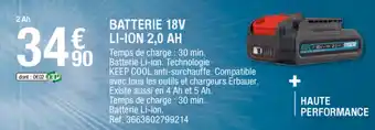 Brico Dépôt Batterie 18v li-ion 2,0 ah offre