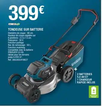 Brico Dépôt Tondeuse sur batterie offre