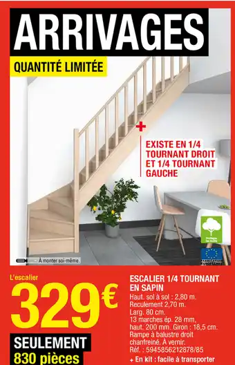 Brico Dépôt Escalier 1/4 tournant en sapin offre