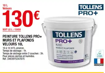 Brico Dépôt Peinture tollens pro+ murs et plafonds velours offre