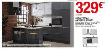 Brico Dépôt Cuisine "stevia" anthracite brillant offre