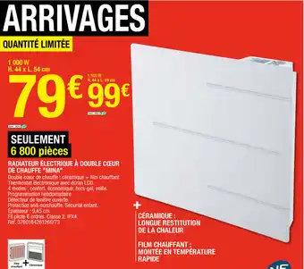 Radiateur Ă©lectrique Ă double cĆur de chauffe "mina"