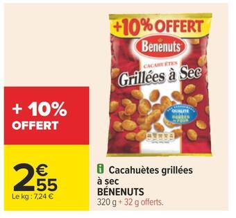 Carrefour Benenuts cacahuètes grillées à sec offre