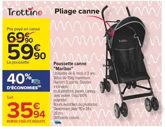 Carrefour Trottine poussette canne maribor offre