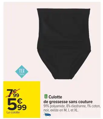Carrefour Tex baby culotte de grossesse sans couture offre