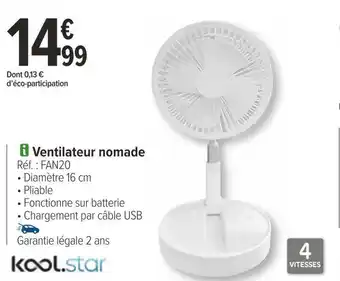 Carrefour Kool.star ventilateur nomade offre
