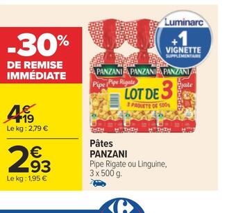Carrefour Panzani pâtes offre