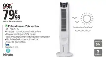 Carrefour Klindo refroidisseur d’air vertical offre