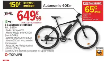 Carrefour Toplife vtt à assistance électrique offre