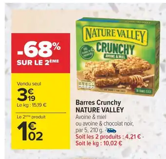 Carrefour Nature valley barres crunchy offre