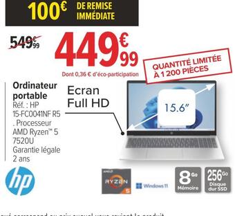 Carrefour Hp ordinateur portable offre