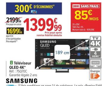 Carrefour Samsung téléviseur qled 4k offre