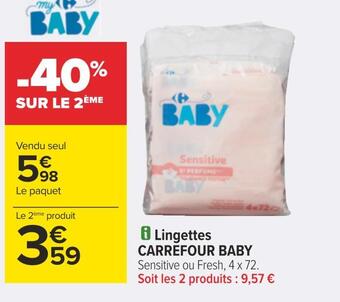 Carrefour Carrefour baby lingettes offre