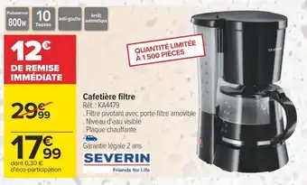 Carrefour Severin cafetière filtre offre