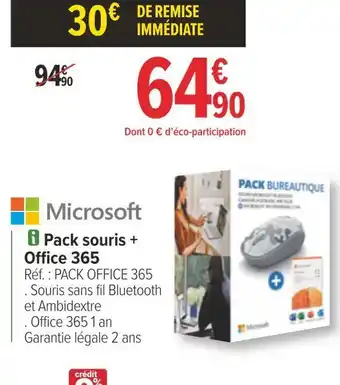 Carrefour Microsoft pack souris + office 365 offre