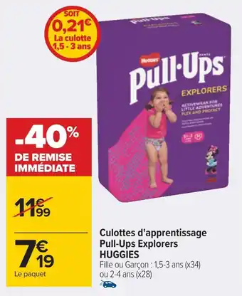 Carrefour Huggies culottes d'apprentissage pull-ups explorers offre