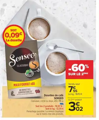Carrefour Senseo dosettes de café offre