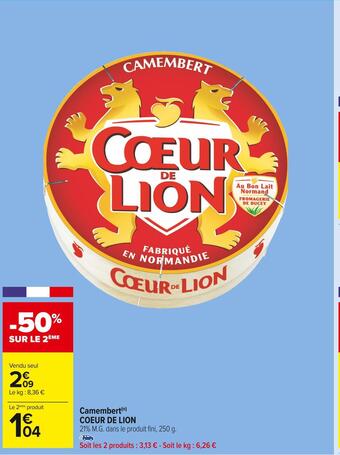 Carrefour Market Coeur de lion camembert offre