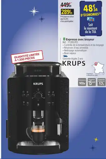 Carrefour Krups expresso avec broyeur offre