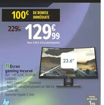 Carrefour Hp ecran gaming incurvé offre