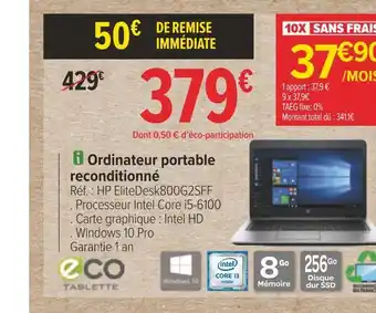 Carrefour Hp ordinateur portable reconditionné offre